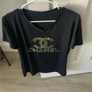Womens black sequin t shirt